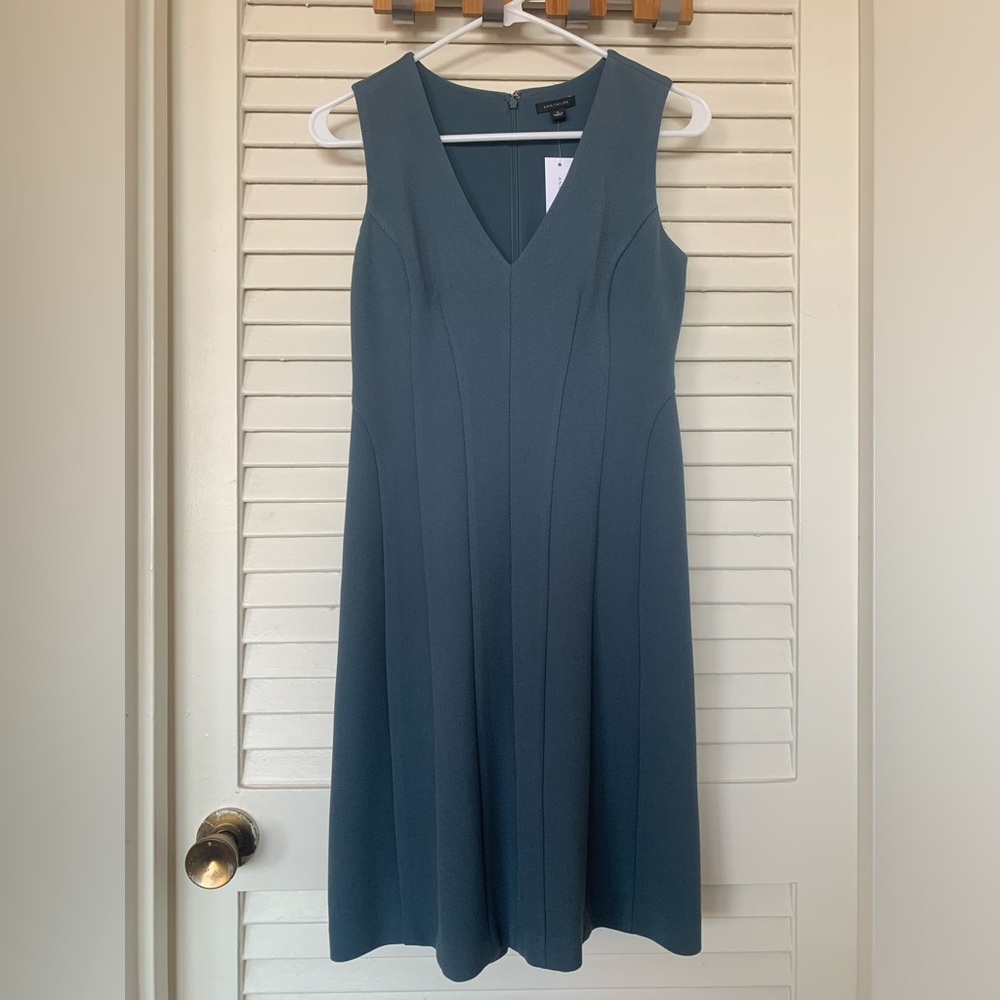 Blue Ann Taylor v neck dress